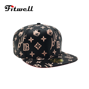 Impresión personalizada 5 panel negro gris pu Cuero 100% poliéster SnapBack <span class=keywords><strong>cap</strong></span> - Product Image 5