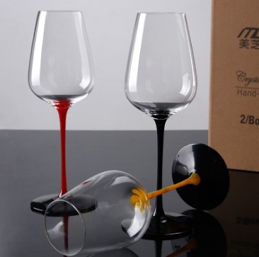 Haonai hand painted crystal wine goblet crystal wine glass stemmed wine glass cup