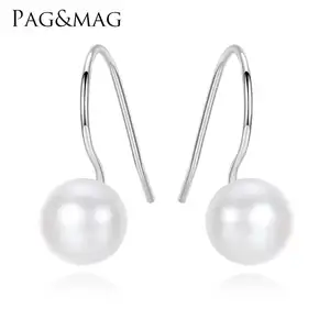 PAG&MAG Jewelry Gifts Minimalist 925 Silver Drop Earrings for Girls Cute Freshwater Pearl Earring