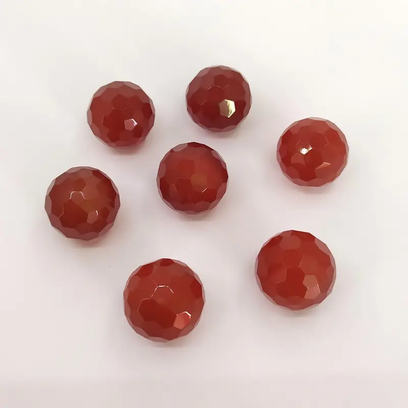 natural gemstone red agate without holes ball faceted beads carnelian spacer loose beads craft DIY jewelry