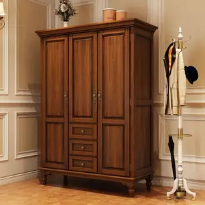 Armario de madera maciza, armario americano económico, muebles prácticos, estilo coctelera, dormitorio, armario personalizado - Product Image 1