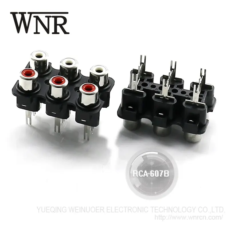 Factory Sale WNRE rca lotus socket 6 positions RCA-607B RCA Pin Jack for PCB mount