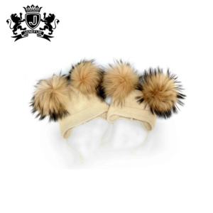 Topi kupluk wol Angora lembut untuk anak-anak & balita Janefur topi bayi rajut musim dingin nyaman dengan bulu asli <span class=keywords><strong>Pom</strong></span> <span class=keywords><strong>Pom</strong></span> - Product Image 4