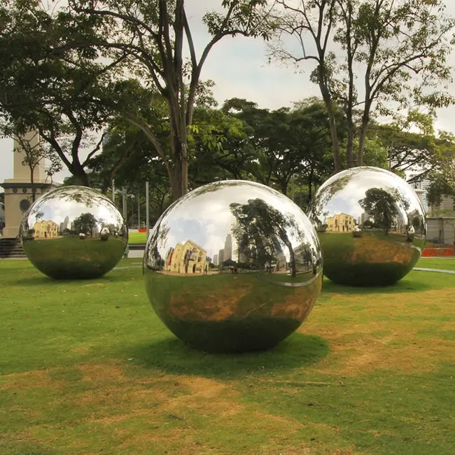 Высокое качество большой сад металлическая круглая Сфера скульптура Декоративная нержавеющая сталь полый шар