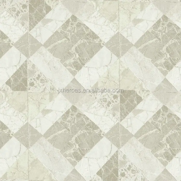 Retro Style 3D Old Floor Tile Design Waterproof Wallpaper for Bathrooms