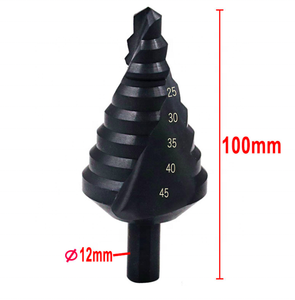 Punta da trapano a gradino HSS di colore nero con gambo a tre piani da 10-45mm mediante processo di nitrurazione - Product Image 6