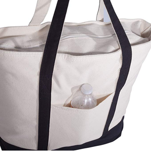 Túi Tote Nặng Hàng Ngày Với Tay Cầm Dài Vai Và Túi Bên Ngoài Túi Tote Bằng Vải Cotton Có Khóa Kéo - Product Image 4