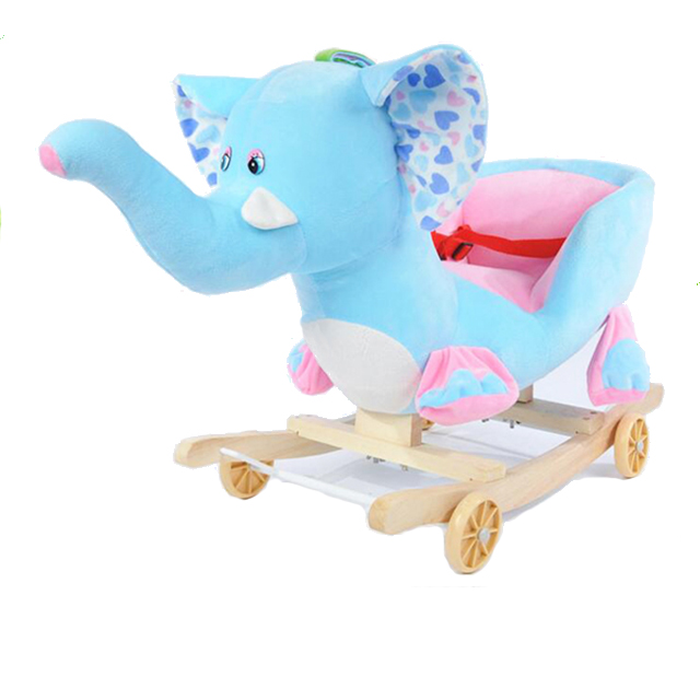 Детский мягкий плюшевый подвижный Слон-качалка со звуком для Польши