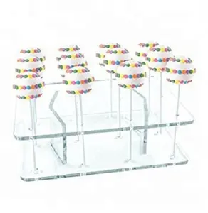 12 lỗ DIY Bánh Pop Đứng Rõ Ràng Acrylic Cake Pop Lollipop Hiển Thị Đứng Máy Chủ Trang Trí Chủ Cơ Sở Kệ