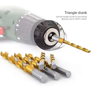 Amazon supplier Drill Concrete Tile Brick Plastic Wood Metal Titanium Coated High Speed Steel14 pieces Twist Drill Bit Set