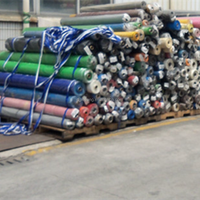 Tissu de tente en maille jacquard léger, 100 % polyester enduit de PVC, stock de fournisseurs chinois, échantillon gratuit disponible pour l'industrie