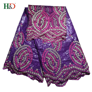 H & D 5 + <span class=keywords><strong>2</strong></span> caliente vestido del diseño del bordado del riche del Bazin tela africana del cordón del organza en China - Product Image 1