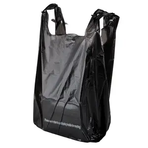 Plastic 100% biodegradable t shirt garbage bag black on roll importers