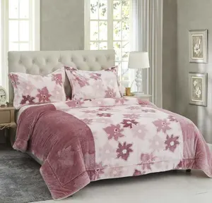 Flannel Lông Cừu Sherpa Comforter/Quilt 3 Cái Đặt Tấm Chăn Sản Xuất Tại Trung Quốc