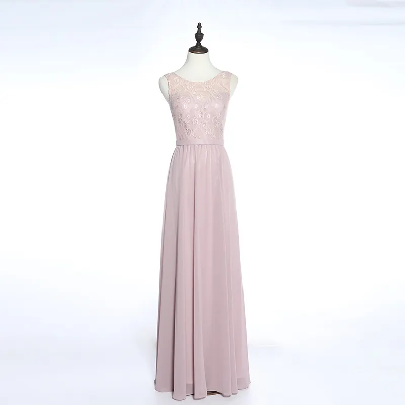 Mousseline O-cou mode longue soirée robe de bal 2019 simple robes de demoiselle d'honneur