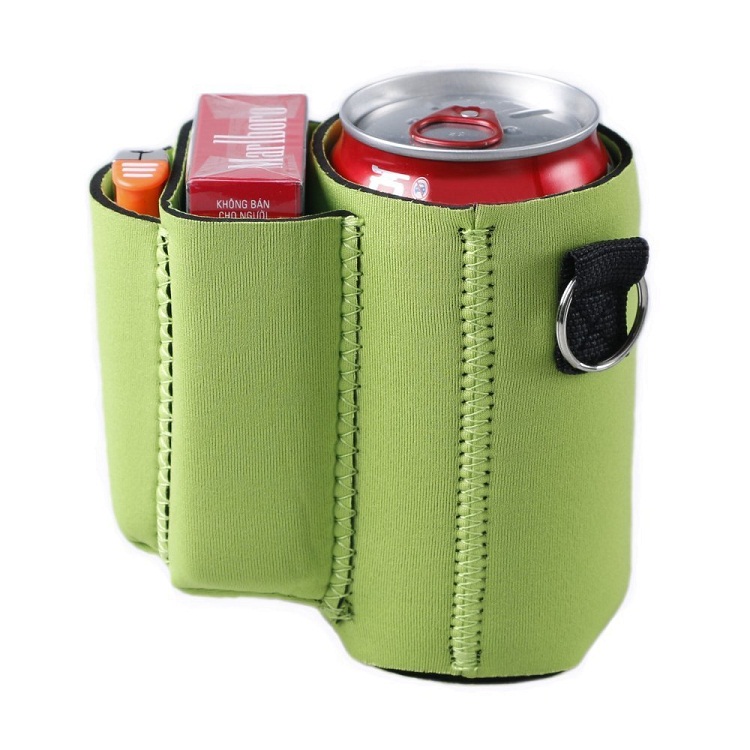 beer and cigarette holder Custom Insulated Beer Can Holder with Pockets for Cigarettes