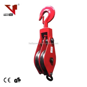 Heavy Duty Ba Bánh Dây Thừng Sheave Snatch Ròng Rọc Khối Với Móc Xoay