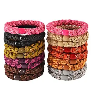 Large Hair Ties Ponytail Holders for Thick Hair Stretchy Elastic Hair Bands with pearl for Women and Girls