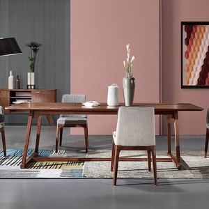 Ensemble <span class=keywords><strong>de</strong></span> table à manger rectangulaire longue en bois <span class=keywords><strong>de</strong></span> style nordique moderne, table à manger en béton pour <span class=keywords><strong>8</strong></span> personnes - Product Image 1