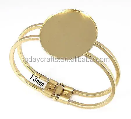 Ovale, binnendiameter 46x62mm, tray40x30mm goud messing scharnierende armband met cabochon instelling