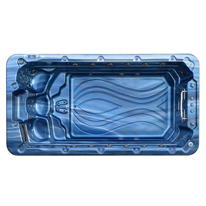 Moderna Piscina de Hidromasaje Rectangular de Acrílico Blanco con Sistema de Control <span class=keywords><strong>Balboa</strong></span>, Jacuzzi Infinito, Escalera, Función de Masaje, Almacén - Product Image 2