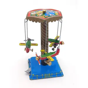 复古锡玩具发条锡玩具机械飞机环保玩具