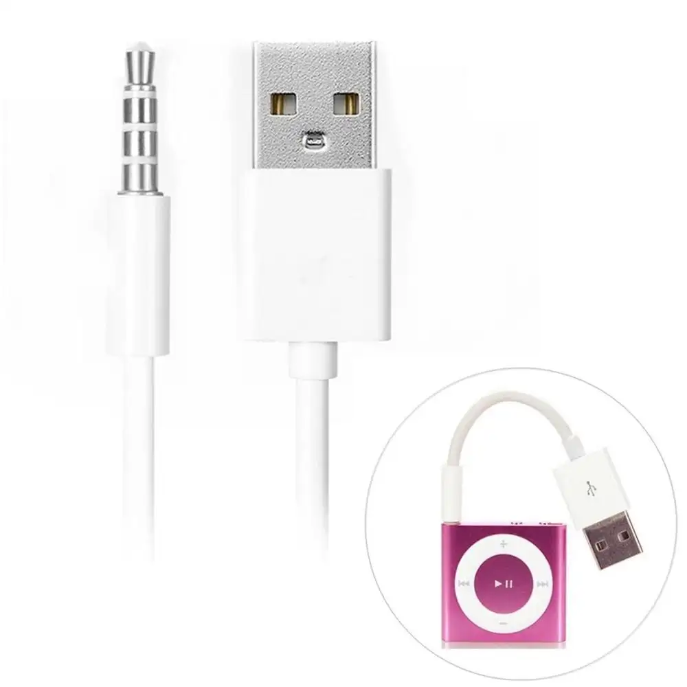 3.5mm Jack To USB Power Charger Sync Transfer Data Cable For iPod Shuffle 3rd 4th 5th Gen and all.