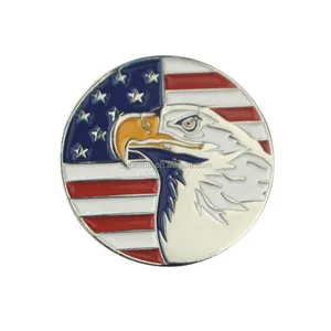 Marqueur de balle de golf en fer avec drapeau américain de Las Vegas et Eagle, personnalisation en émail doux en vrac - Product Image 1