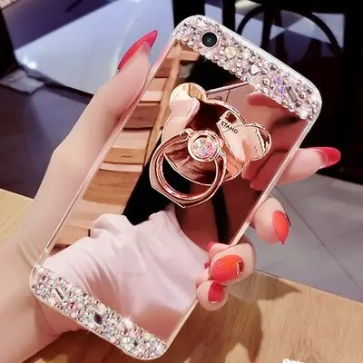 Luxury Diamond Mirror Phone Case For iPhone 7 Plus 5.5 INCH Blingbling Phone Cover With Ring Bracket FOR IPHONE X