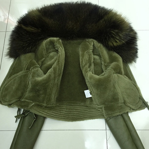 <strong>Women</strong> Luxury <strong>Leather</strong> <strong>Jackets</strong> <strong>Real</strong> fox Raccoon Fur Overcoat Big Fur Collar Winter <strong>Jackets</strong> - Product Image 3