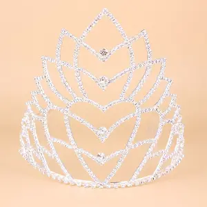 Europa estilo pageant coroas grande tiara de casamento para as mulheres