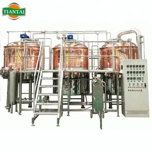 Calefacción eléctrica de cobre rojo, equipo de elaboración de cerveza micro, 3 recipientes, 1500L, 15HL