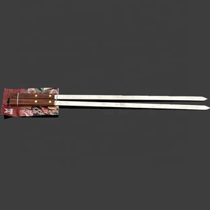 Herramientas de acero inoxidable para parrilla de barbacoa, pinchos de <span class=keywords><strong>Kebab</strong></span>, mango de madera - Product Image 4