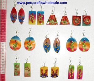 เครื่องประดับที่สร้างแรงบันดาลใจต่างหูเซรามิกทำด้วยมือเครื่องประดับสีสวยตกแต่งดอกไม้เครื่องประดับแฟชั่นจากเปรู - Product Image 2