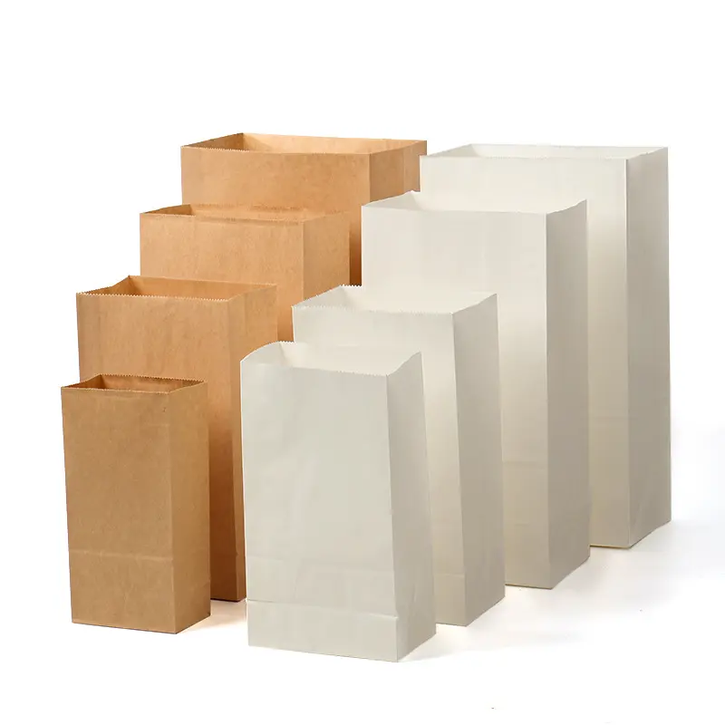 Bolsas pequeñas de Papel Kraft para llevar comida, Logo personalizado, recicladas, color blanco y marrón