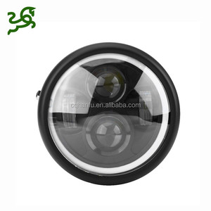 <span class=keywords><strong>Phare</strong></span> LED <span class=keywords><strong>rond</strong></span> de <span class=keywords><strong>moto</strong></span>, pour Cafe Racer, universel, avec yeux d'ange, pouces - Product Image 3