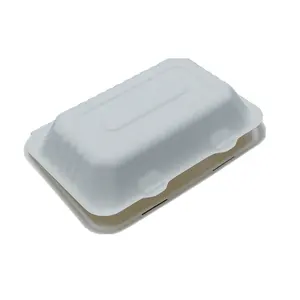 Eco friendly disposable Bagasse Food Clamshell packaging 9 inch x 6 inch biodegradable bento lunch box