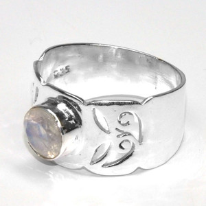 Anillo de piedra lunar arcoíris de Plata de Ley 925 al por mayor, joyería clásica de piedras preciosas para boda, fiesta, aniversario - Product Image 2