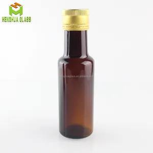 Mini 100Ml 10cl Marasca Ronde Amber Olijfolie Glazen Fles Met Aluminium Cap Voor Glas Bakolie Fles Groothandel