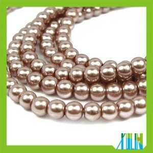 Perlas de imitación redondas de cristal dorado, cuentas sueltas de 8mm - Product Image 2