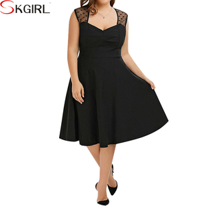 2024 Fat Women's Party Wear Polka Dot Knee Length <strong>Plus</strong> <strong>Size</strong> <strong>1950s</strong> Vintage Rockabilly Retro Swing <strong>Dress</strong> - Product Image 1