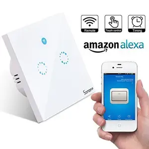 SONOFF T1 2 Quadrilha Inteligente Wi-fi Sem Fio Toque Interruptor de Luz Parede de Controle Do Obturador Com o REINO UNIDO/UE/EUA Plug