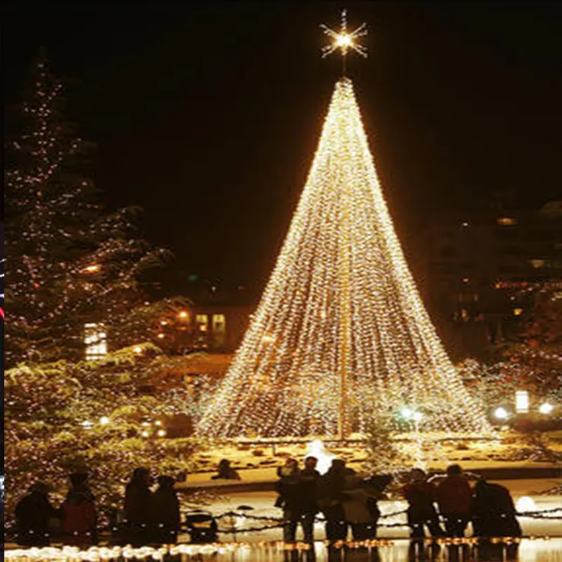 Pohon Natal Tiang Bendera Bercahaya Komersial Luar Ruangan Tiang Bendera Pohon Natal