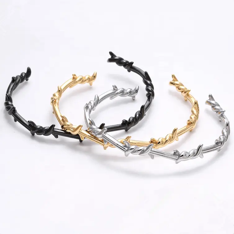 Customised Stainless Steel Bangle Bracelet Jewelry Gold Spikes Twist Wire Men Boys Bracelet Design
