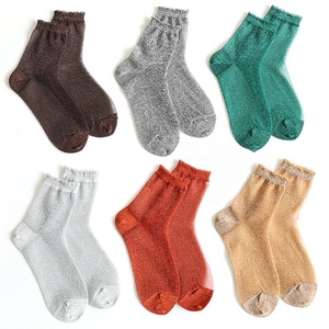<span class=keywords><strong>Chaussettes</strong></span> de jolies filles en fil à paillettes métallisé coloré japonais - Product Image 5