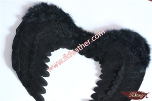 Negro Tela Del <span class=keywords><strong>Ala</strong></span> Del Ángel De Hadas Para Adultos Y Fuentes Del Partido de Halloween de Plumas de Pavo - Product Image 2