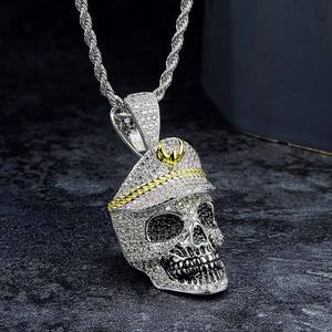 KRKC&CO - Joyería Hip Hop con Colgante Militar y Calavera con Incrustaciones de Oro Blanco para Venta al por Mayor - Product Image 2