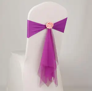 Ceinturage bandeau en Organza pour décoration de mariage, housse de chaise, avec nœud,