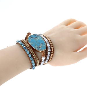 Howlite de trenzado largo de <span class=keywords><strong>pulsera</strong></span> Multi-capa de la banda de muñeca - Product Image 1