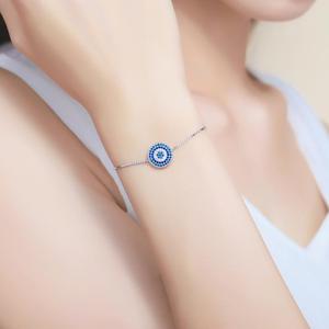 BAGREER SCB005 Wholesale Elegant S925 <strong>Silver</strong> Lady CZ <strong>Bracelet</strong> Band <strong>Stretch</strong> Blue Eye Turkey Fine <strong>Bracelet</strong> - Product Image 6